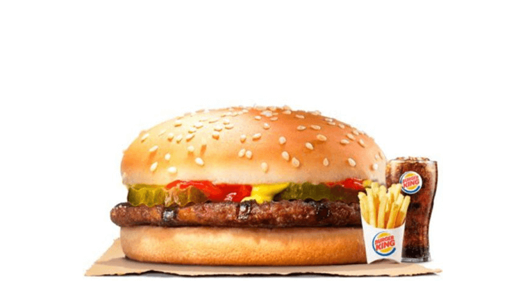 Hamburguesa king jr sin queso